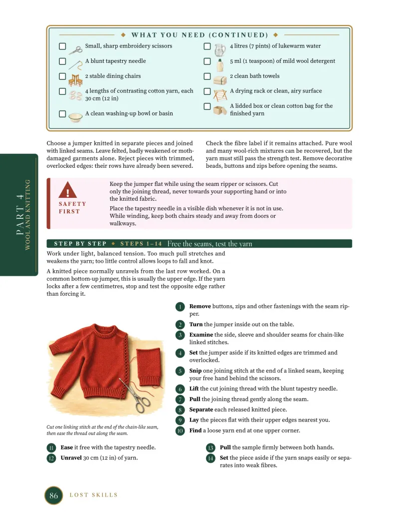 Page: Unravel an old jumper and re-knit the wool