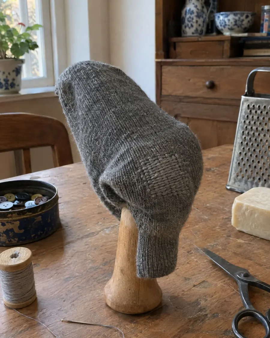 Darn a sock with a darning mushroom